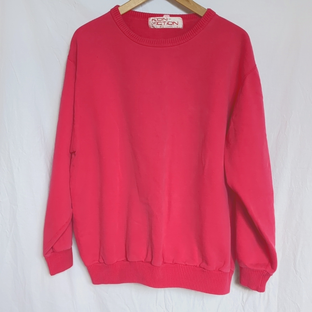 Vintage crew Neck bright pink cotton Sweatshirt